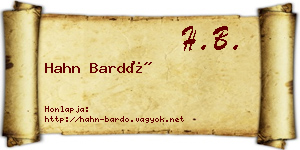 Hahn Bardó névjegykártya